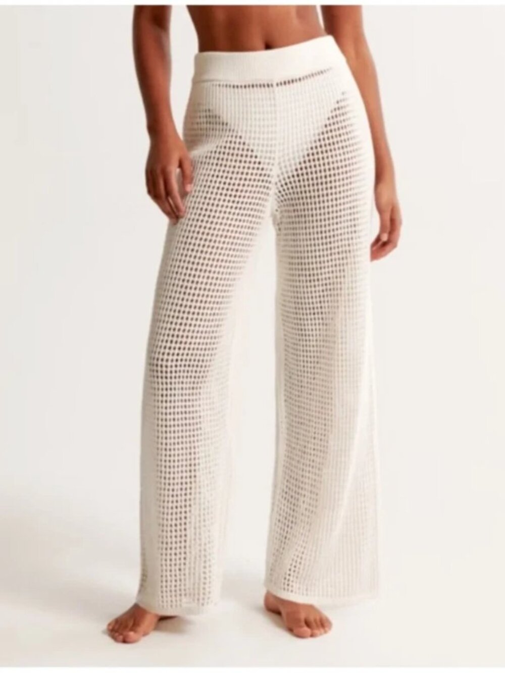 Abercrombie Fitch Crochet Open Knit Cover Up Pants Beach Boho Hippie Festival  L